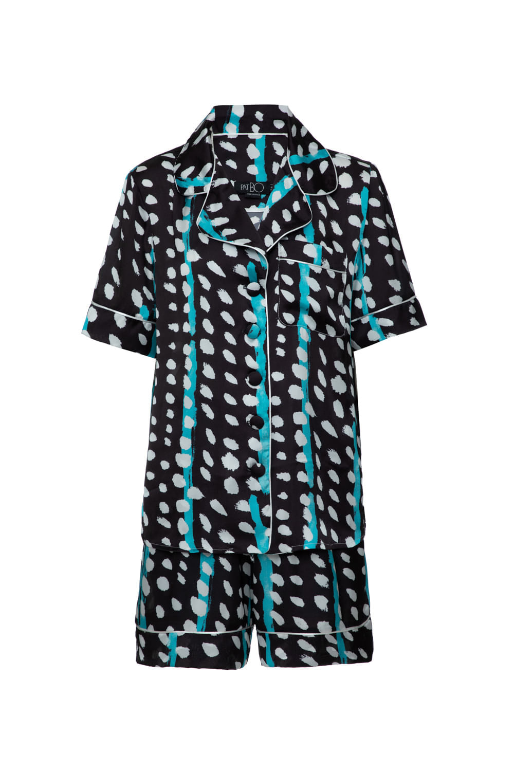 PIJAMA CURTO DOTS STRIPES PRETO