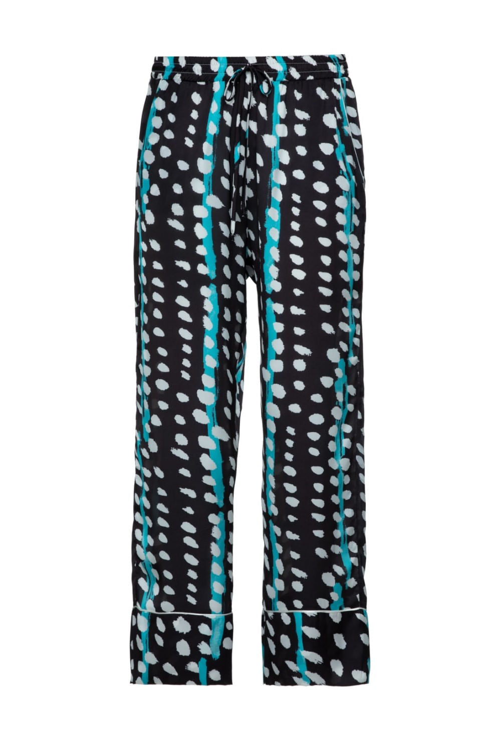PIJAMA LONGO KIMONO DOTS STRIPES PRETO