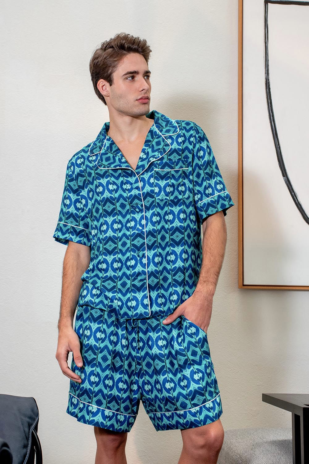PIJAMA CURTO MARANTA AZUL