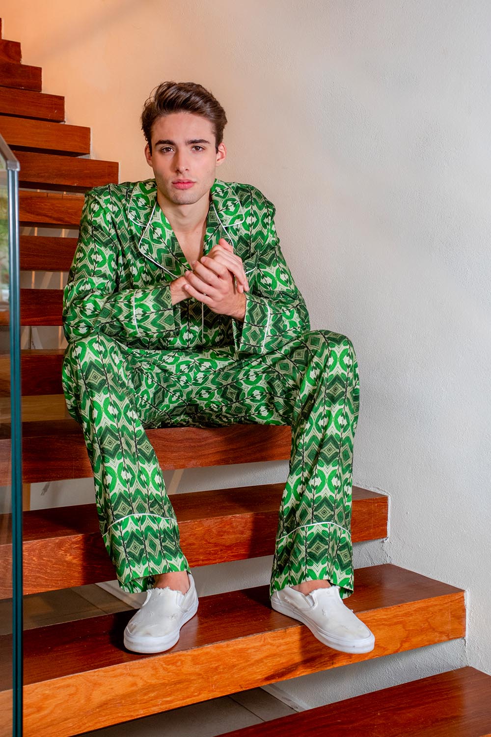Pijama longo maranta verde
