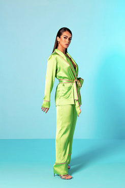 Pijama longo kimono mari saad verde