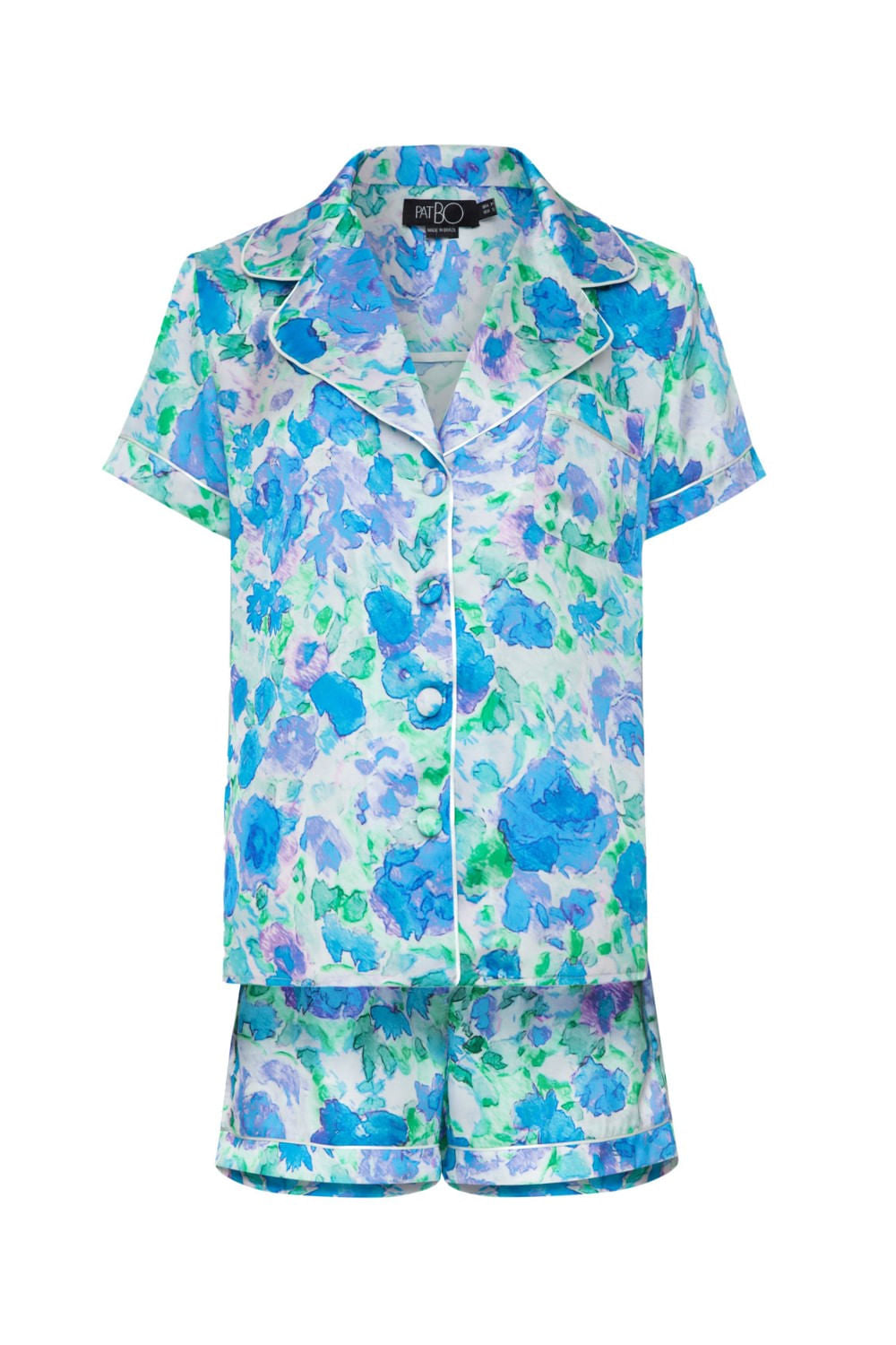 Pijama curto roses mari saad azul