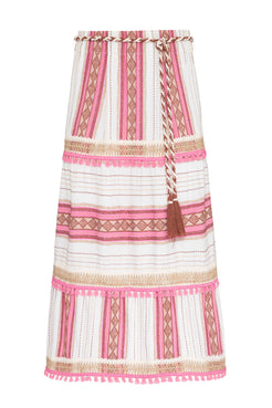 SAIA MÍDI RUSTIC ROSA COM OFF WHITE