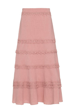 Saia mídi minimal rosa
