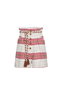 Short clochard rustic rosa com off white
