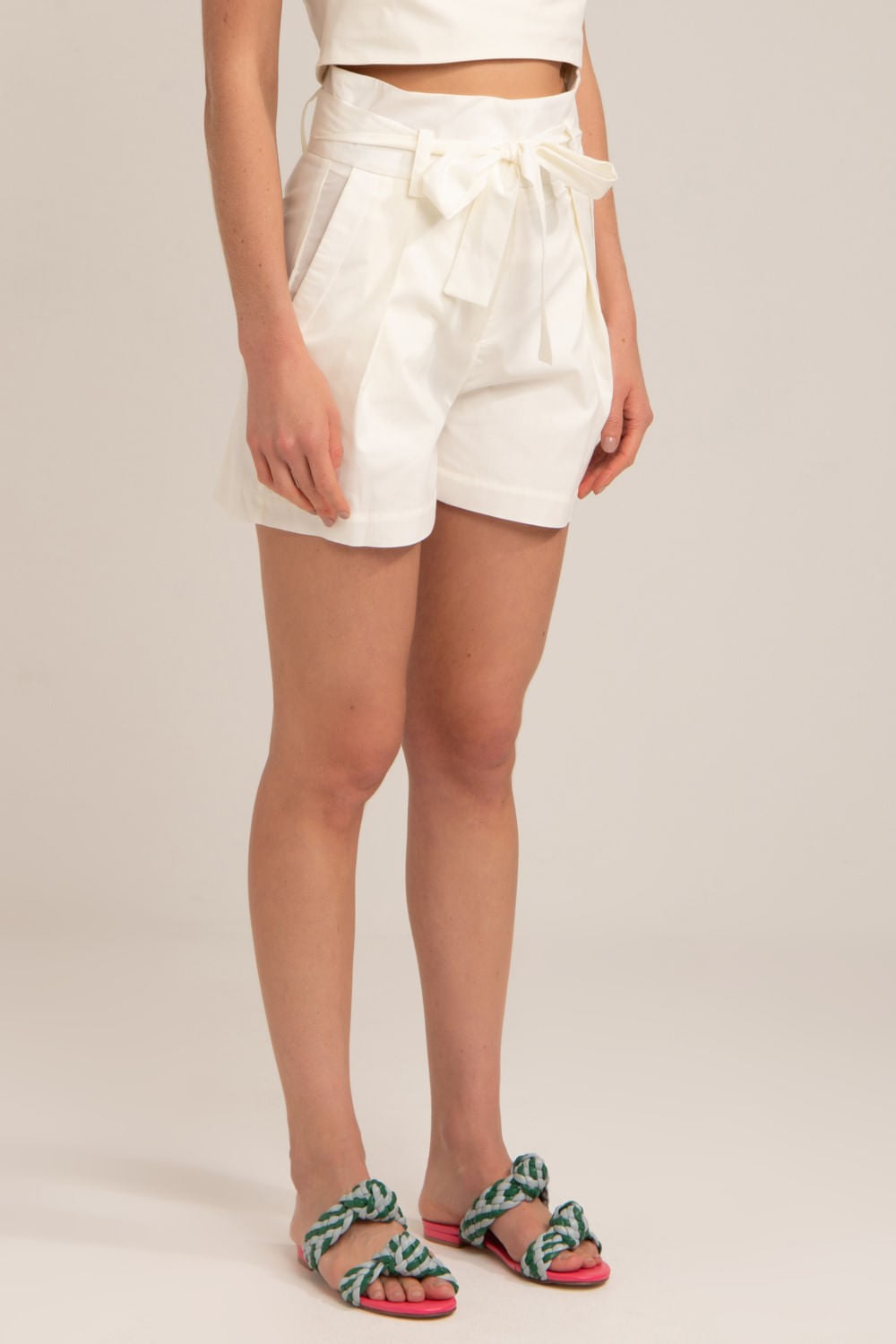 Short clochard tricoline retrô off white