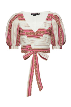 Top amarração rustic rosa com off white