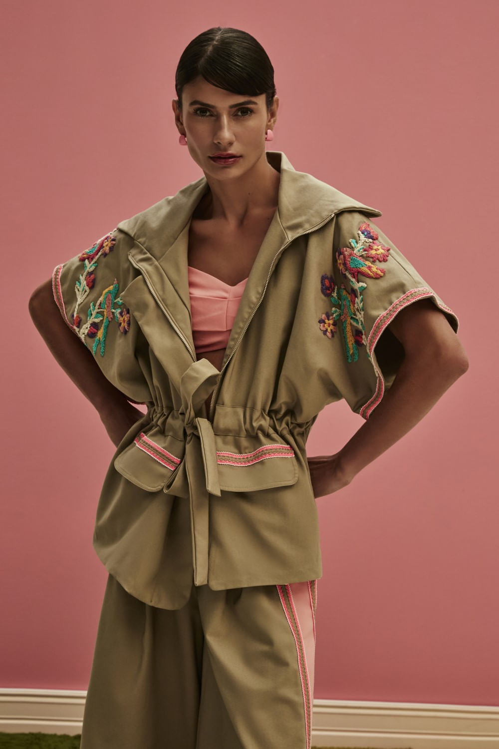 Top cropped eletric rosa