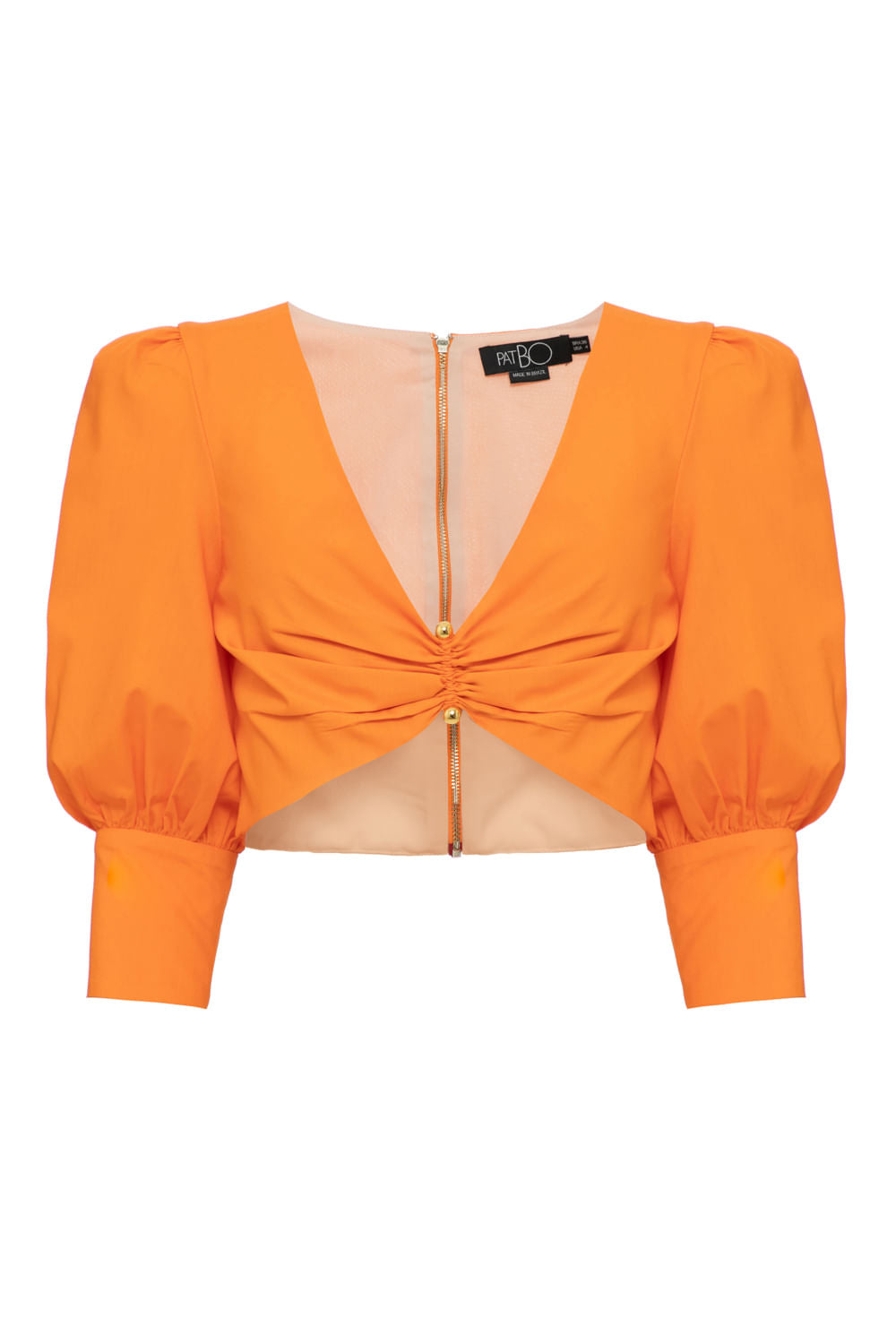 TOP CROPPED TRICOLINE RETRÔ LARANJA