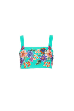 Top bordado disco aqua
