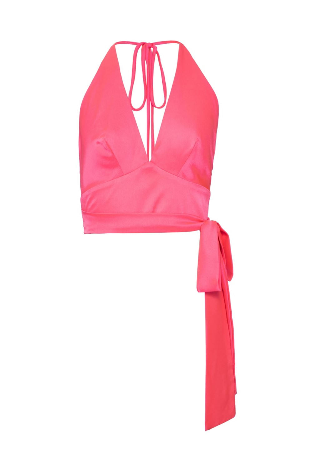 Top frente única cetim slip pink