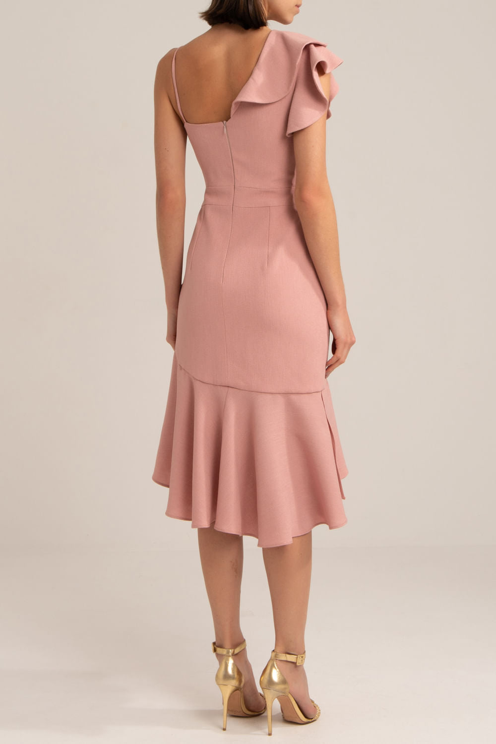 VESTIDO CURTO BABADO MINIMAL ROSA