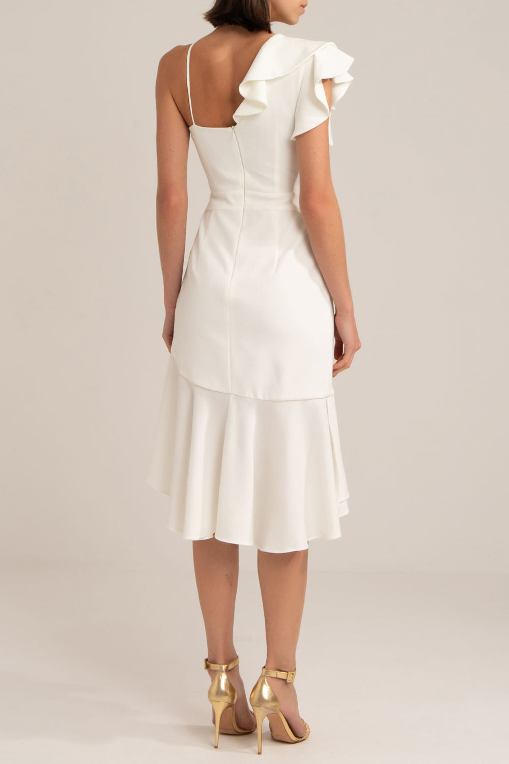 VESTIDO CURTO BABADO MINIMAL OFF WHITE