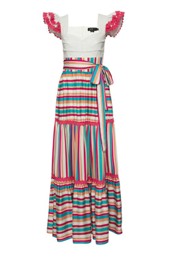 Vestido longo pop stripes rosa