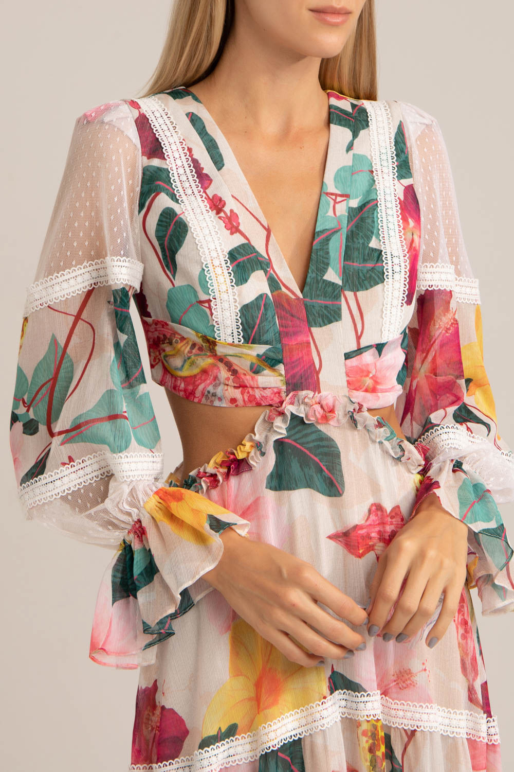 VESTIDO MANGA LONGA HIBISCUS OFF