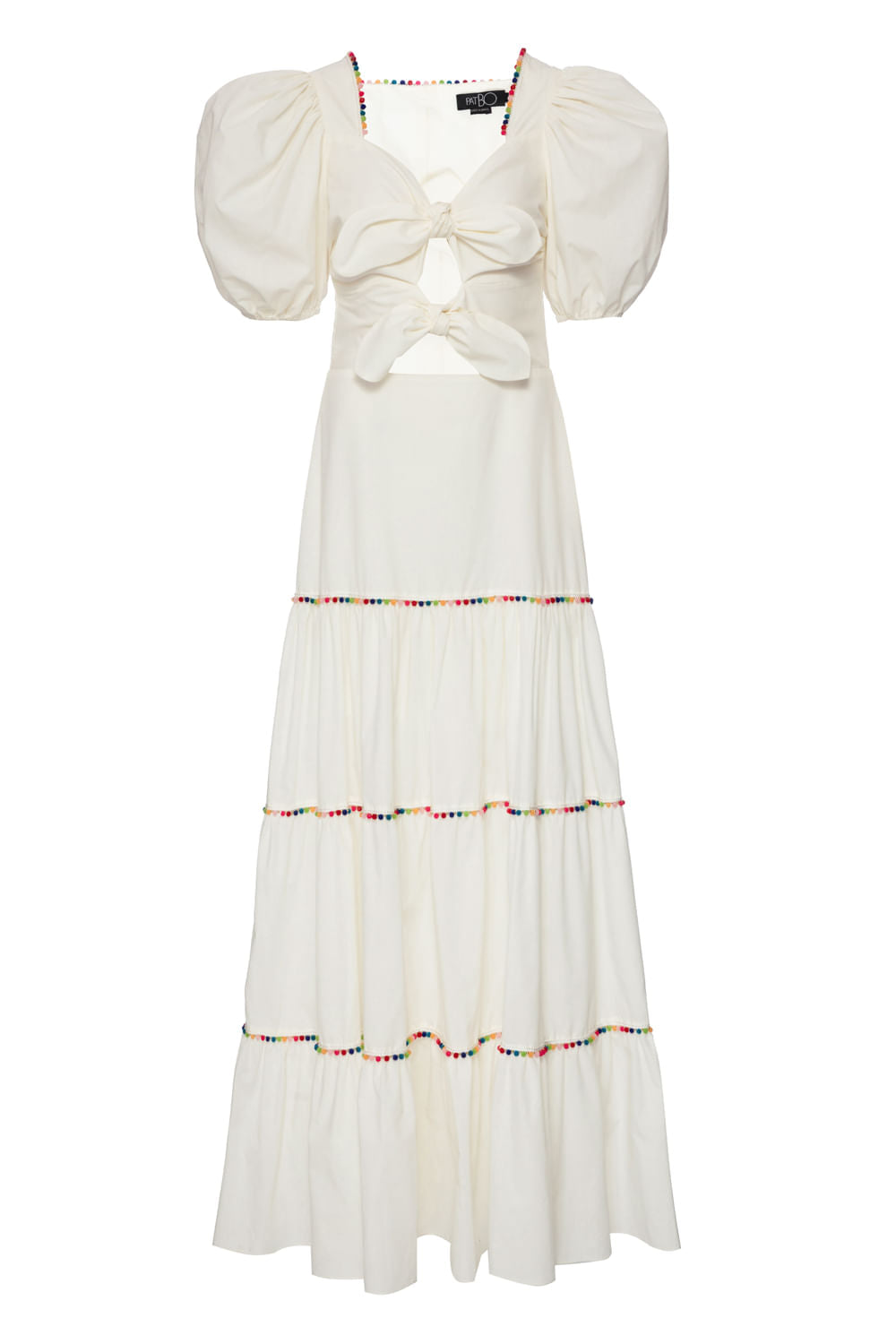 VESTIDO ENTREMEIO BOLINHA TRICOLINE RETRÔ OFF WHITE