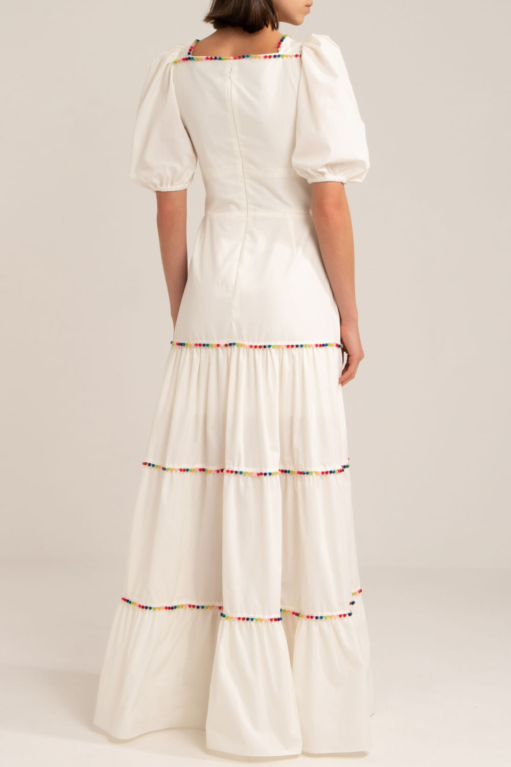 VESTIDO ENTREMEIO BOLINHA TRICOLINE RETRÔ OFF WHITE