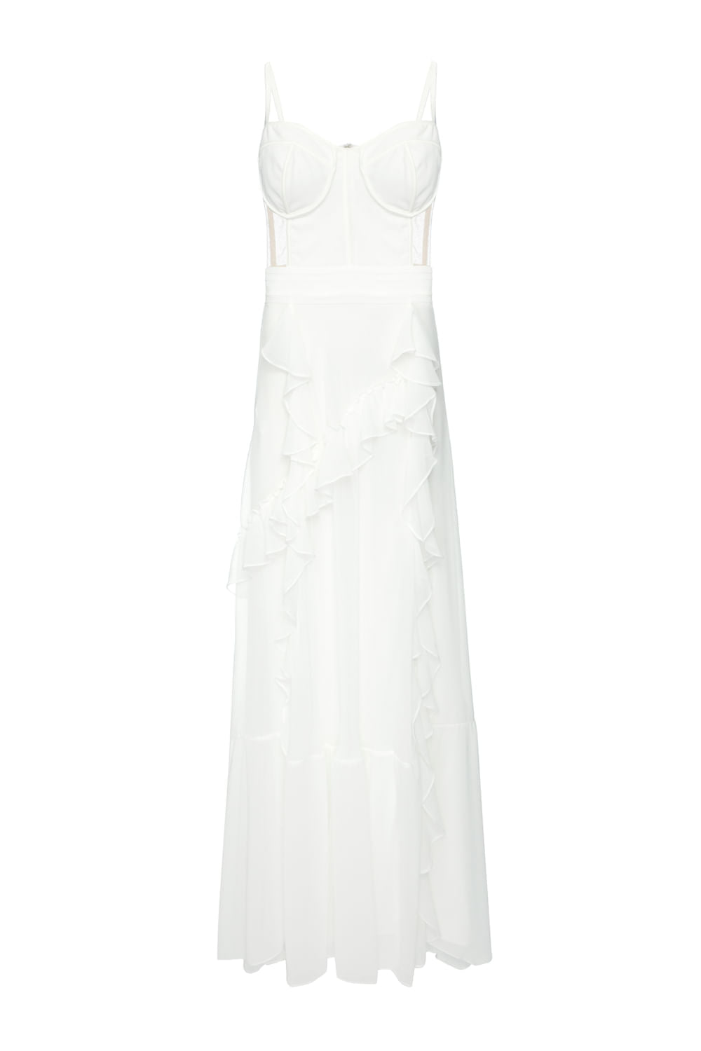 VESTIDO LONGO CORSET CHIFFON BLOOMING OFF WHITE