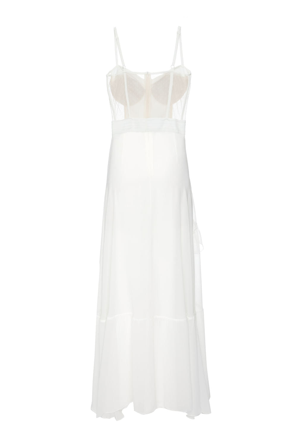 VESTIDO LONGO CORSET CHIFFON BLOOMING OFF WHITE
