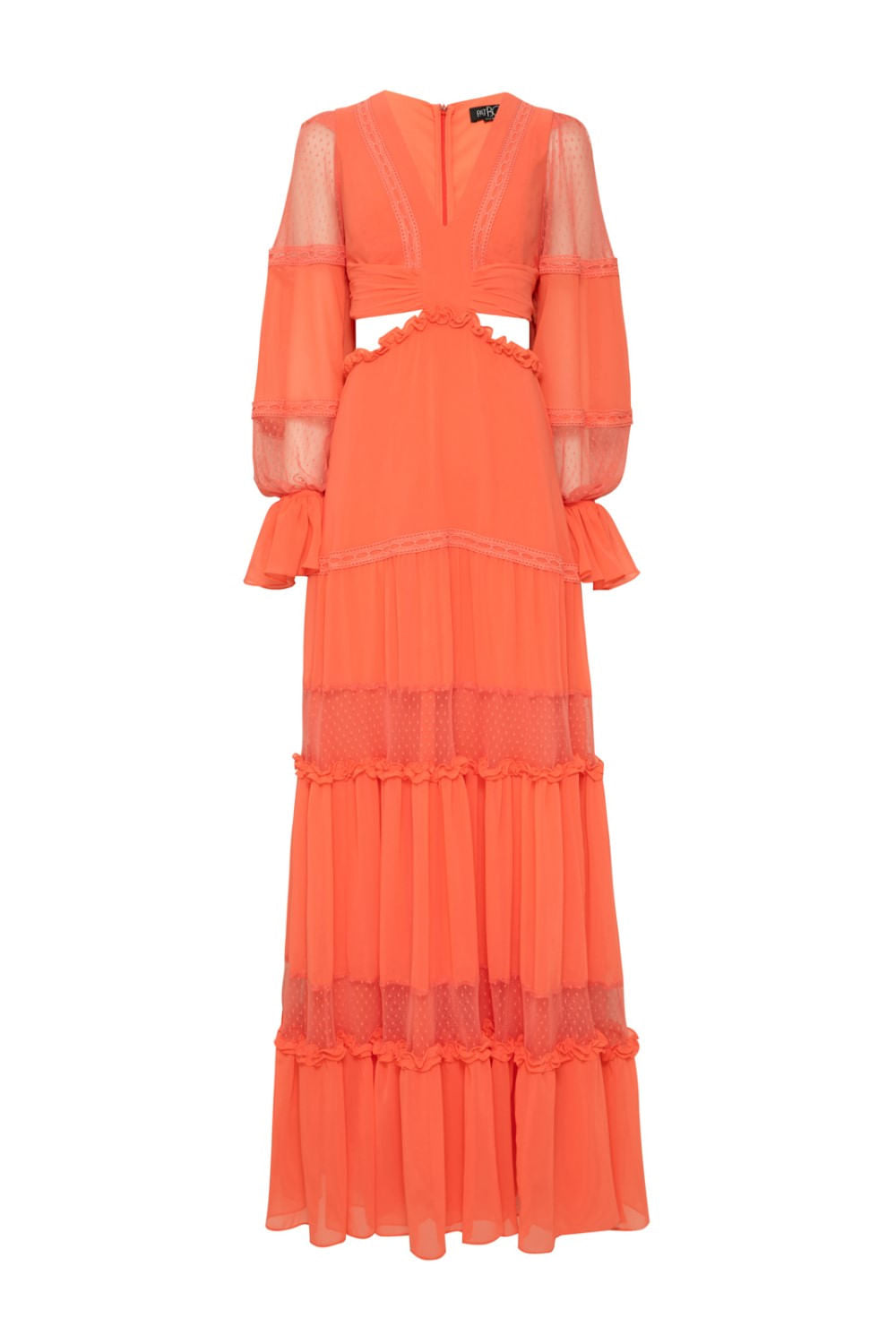 VESTIDO TULE POÁ CHIFFON BLOOMING CORAL