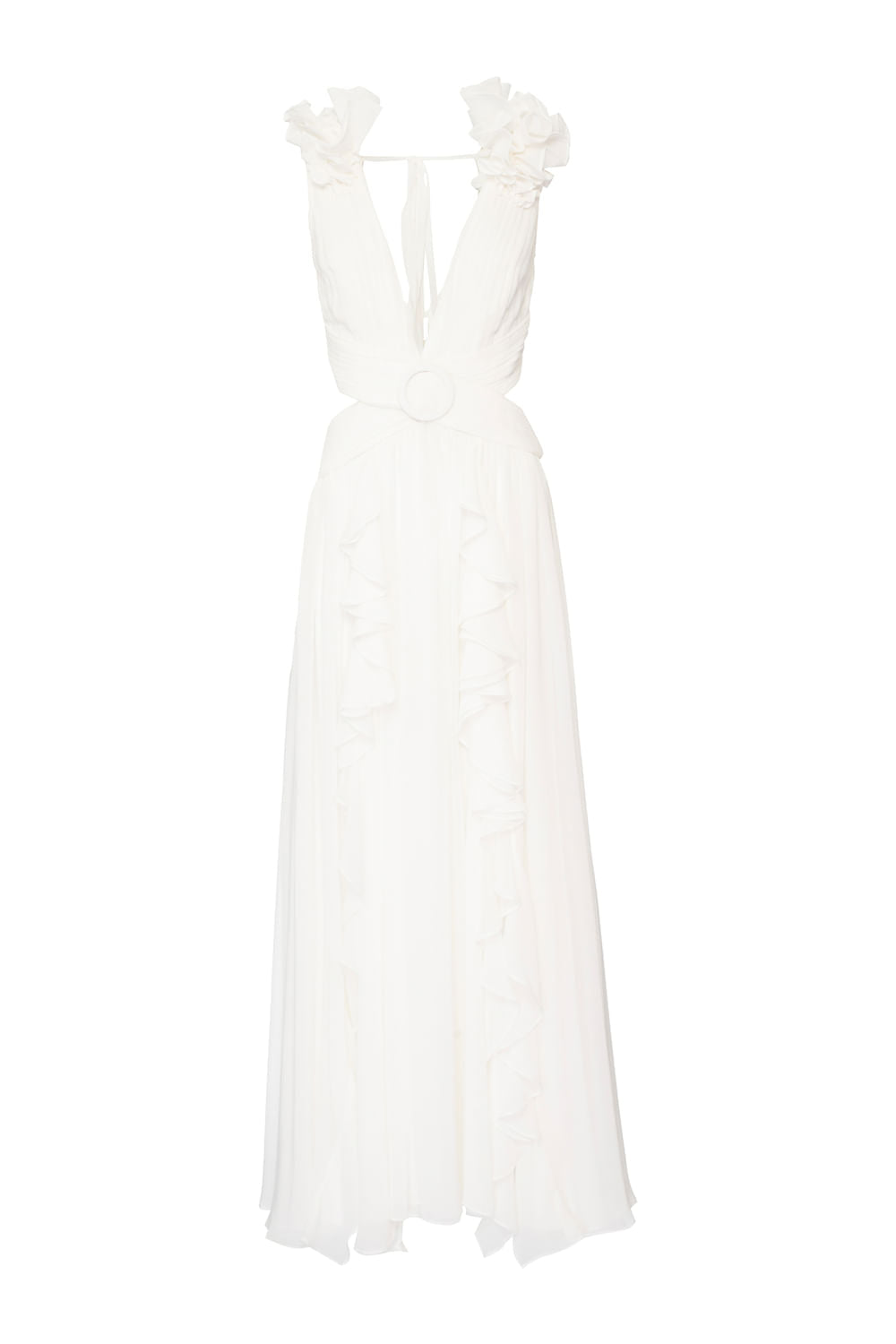 VESTIDO LONGO FERRAGEM CHIFFON BLOOMING OFF WHITE