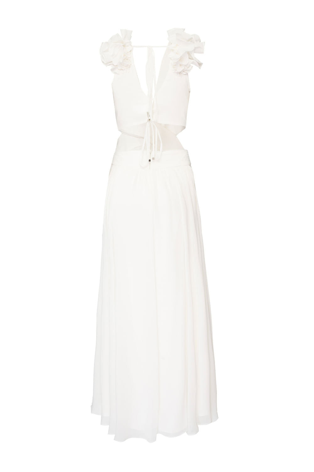 VESTIDO LONGO FERRAGEM CHIFFON BLOOMING OFF WHITE