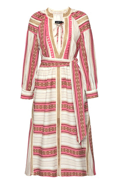 Vestido mÃdi rustic rosa com off white