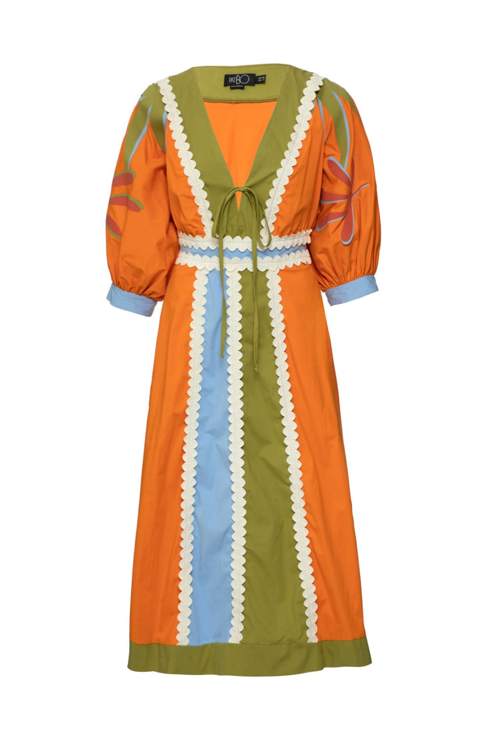 VESTIDO MÍDI MANGAS TRICOLINE HUSTLE CORAL