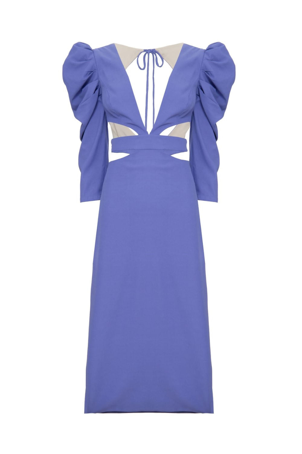 VESTIDO MÍDI RECORTES DISCO AZUL