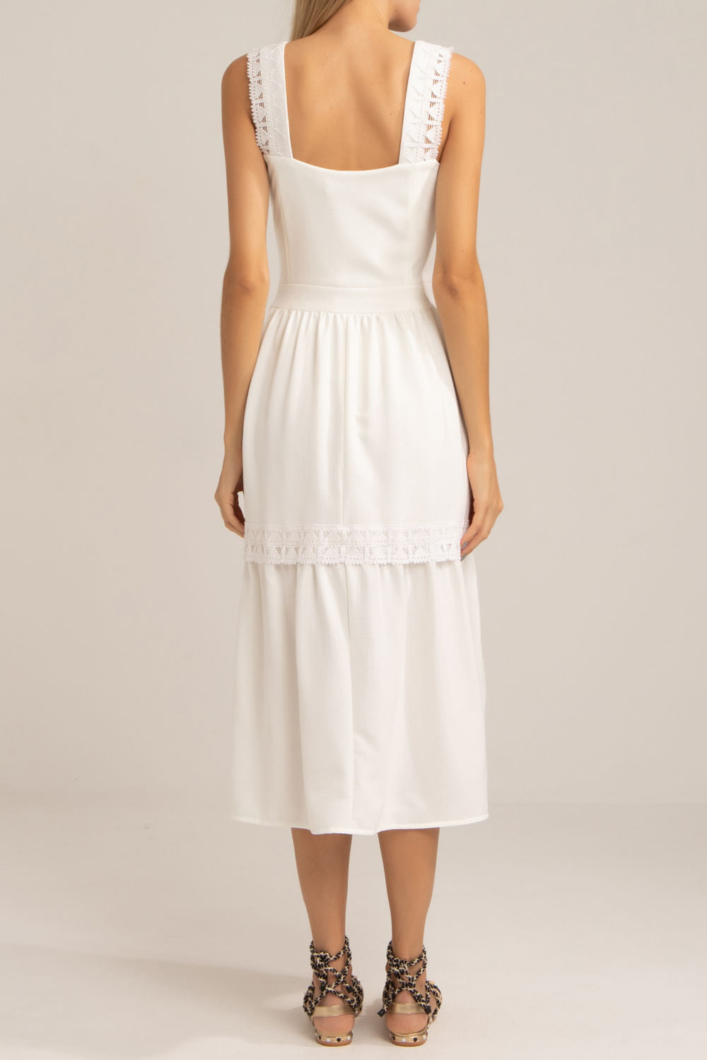 Vestido mídi botões minimal off white