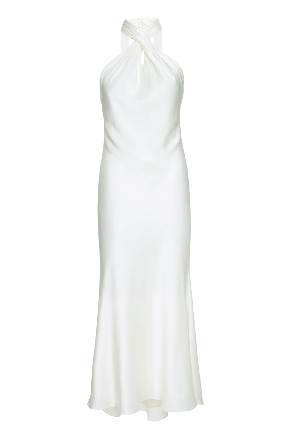 VESTIDO MÍDI DECOTE CRUZADO CETIM SLIP OFF WHITE