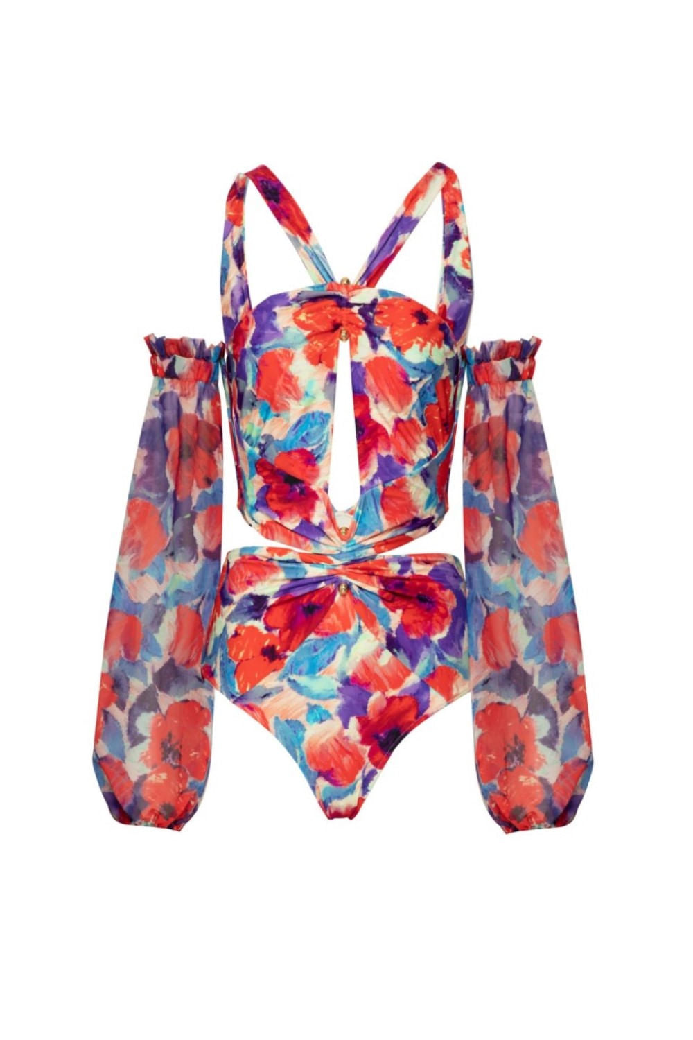 BODY MANGAS VIOLET VERMELHO