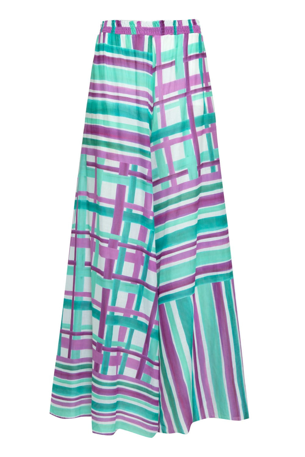 CALÇA AMPLA XADREZ RIVIERA ROXO