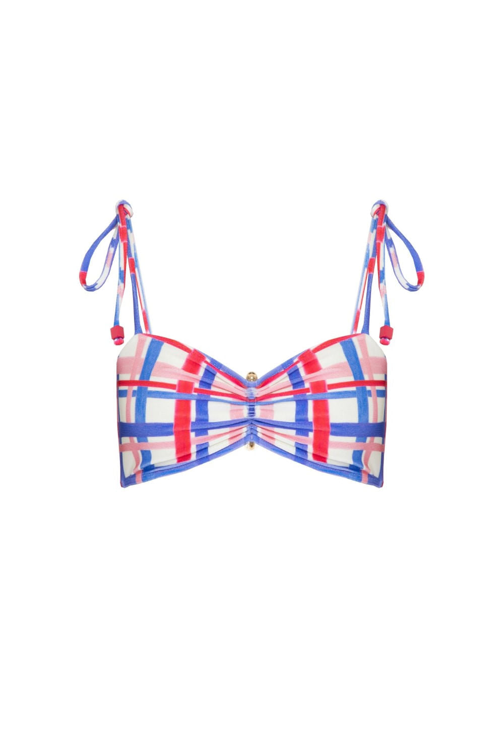 TOP BIQUÍNI FERRAGEM XADREZ RIVIERA AZUL