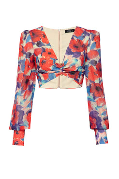 Top floral violet vermelho