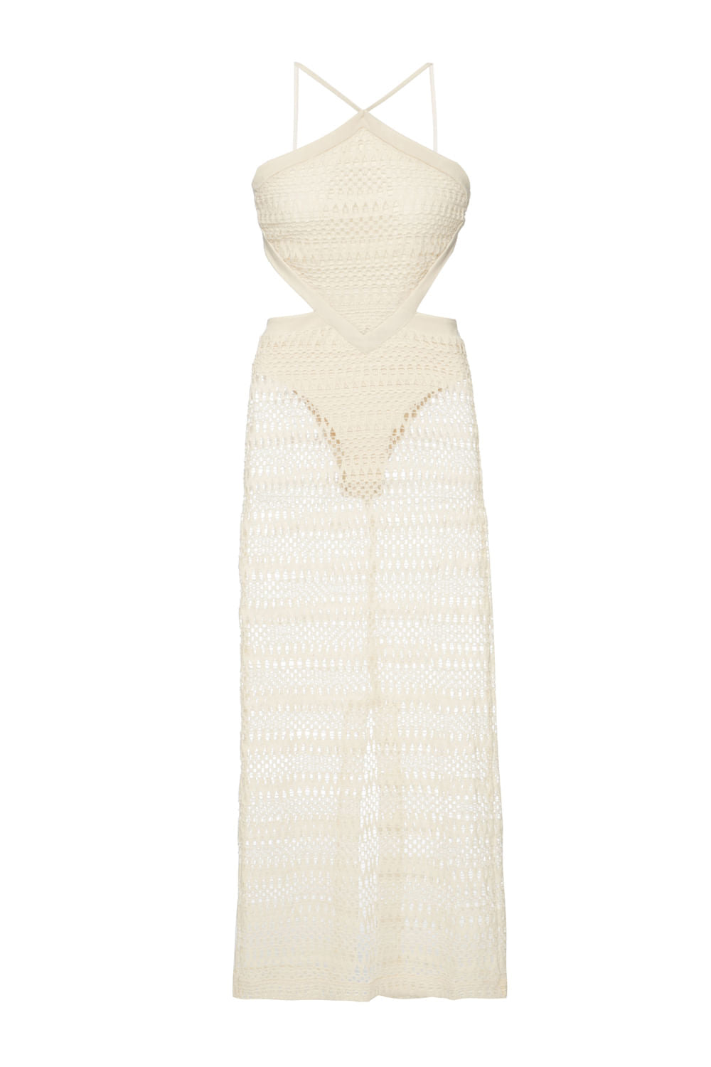 VESTIDO LONGO FRENTE ÚNICA TELA NEON VIBES OFF WHITE