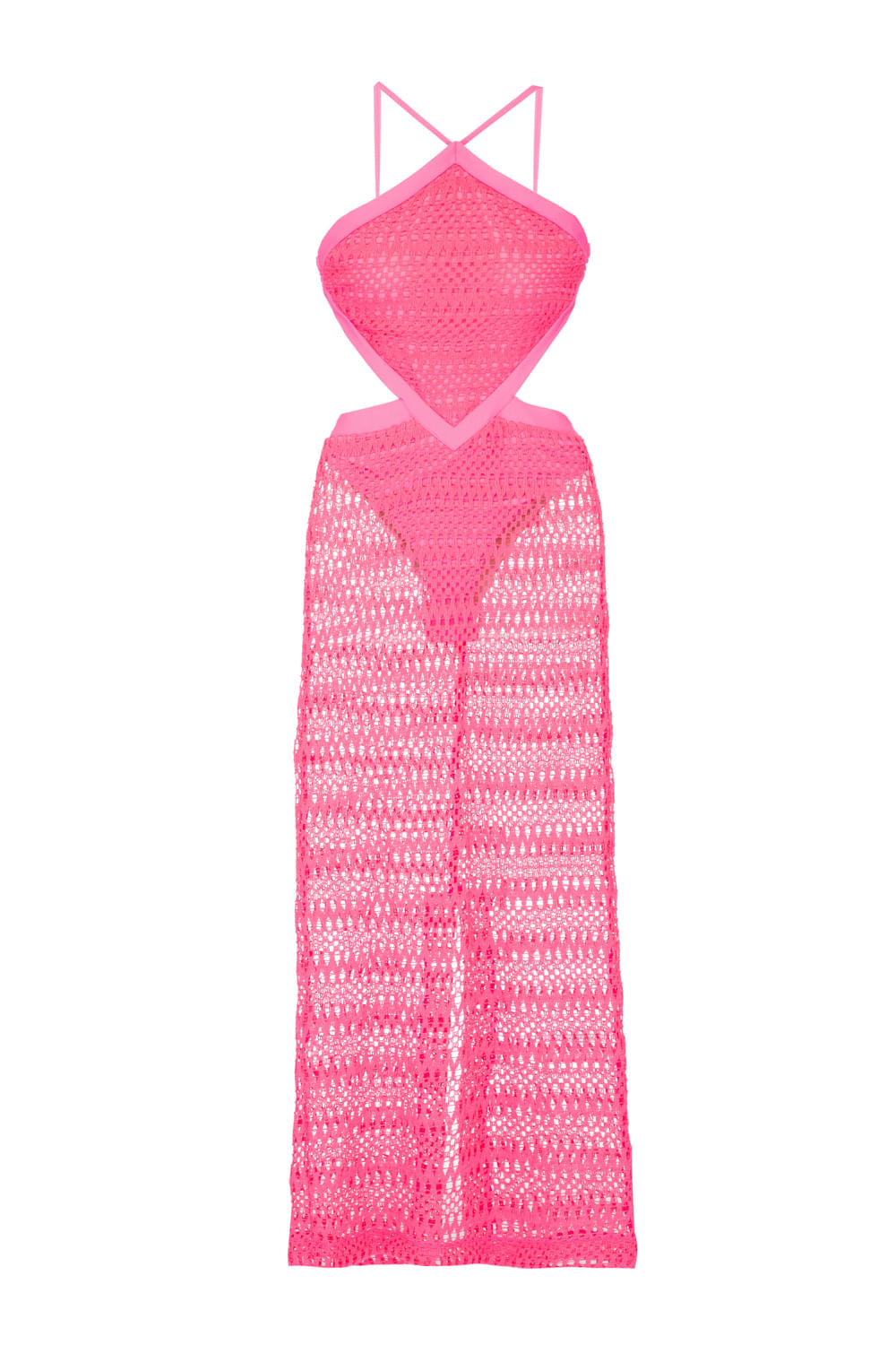 VESTIDO LONGO FRENTE ÚNICA TELA NEON VIBES PINK