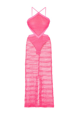 VESTIDO LONGO FRENTE ÚNICA TELA NEON VIBES PINK