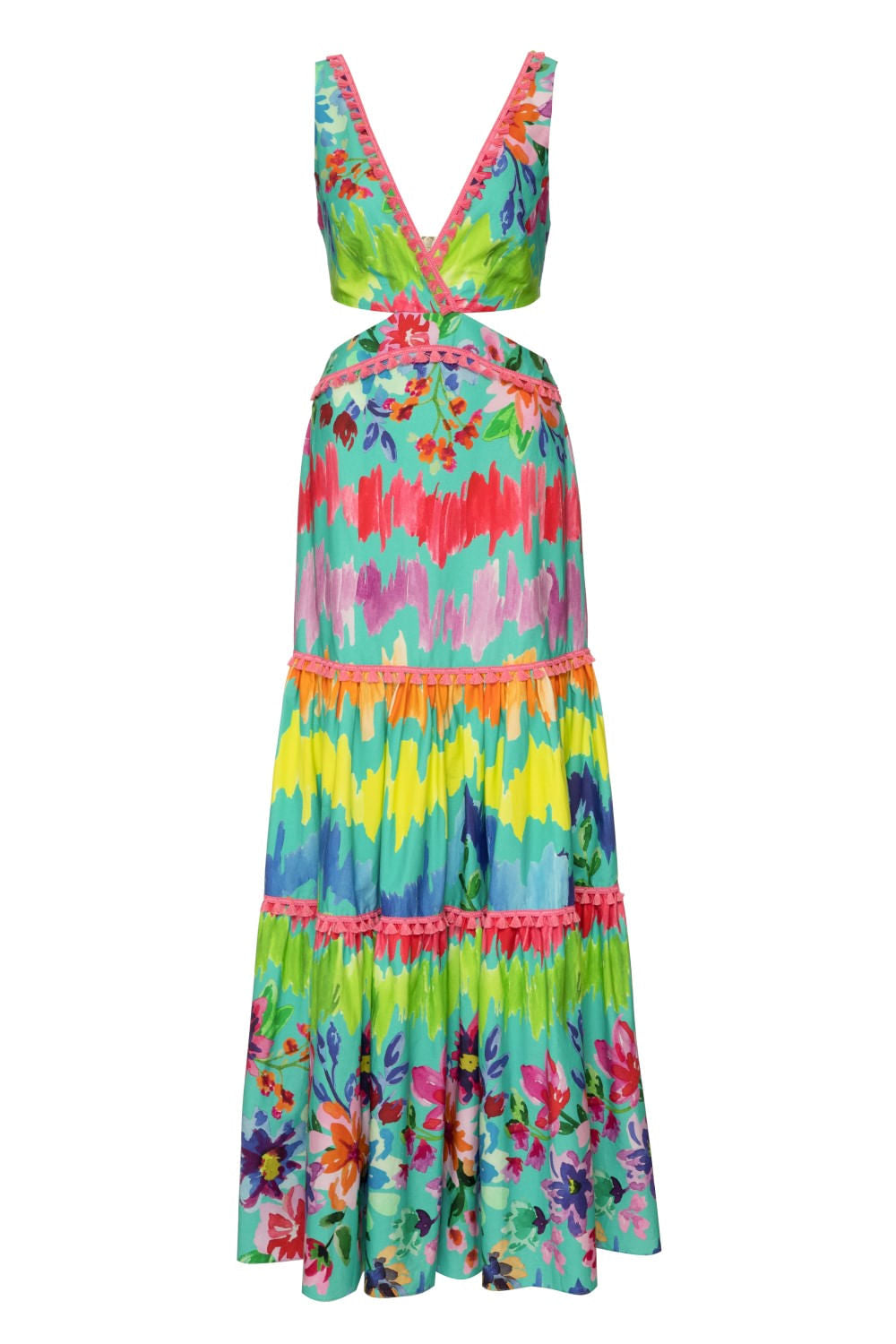 VESTIDO LONGO ENTREMEIO FLOWER BLOOM AZUL