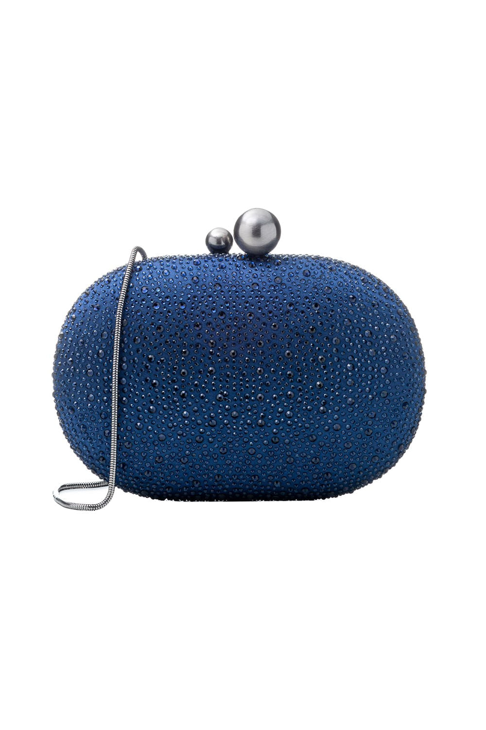 BOLSA CLUTCH CRISTAIS OVAL AZUL