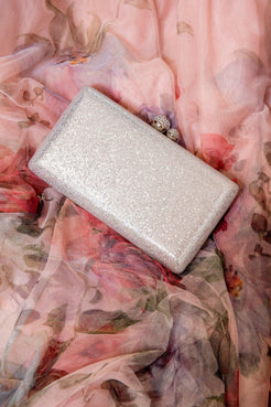 BOLSA CLUTCH BRILHO RETANGULAR PRATA