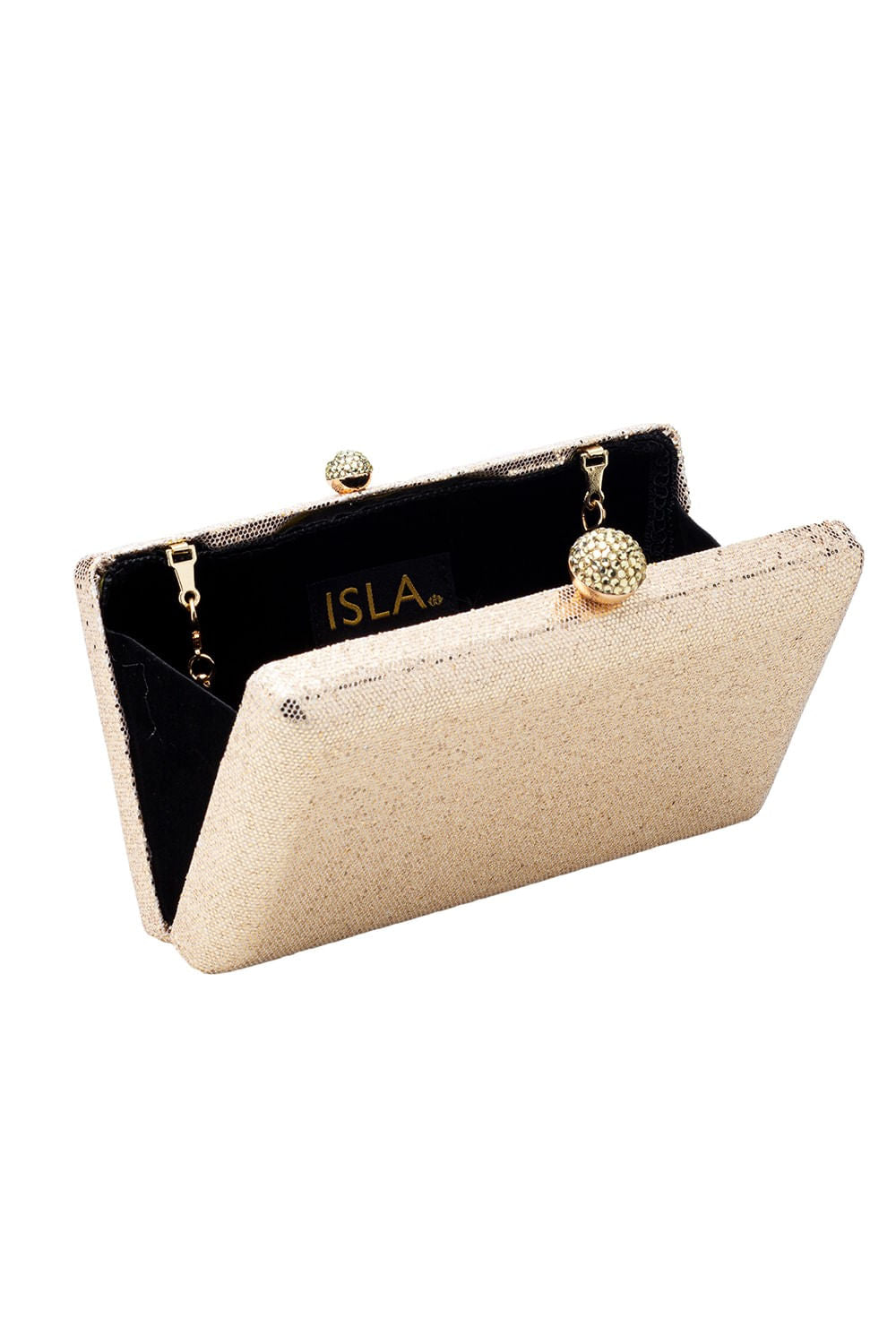Bolsa clutch brilho retangular ouro claro