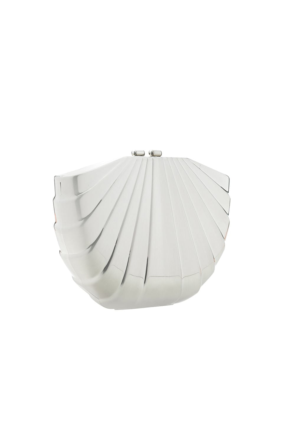 BOLSA CLUTCH METAL CONCHA PRATA