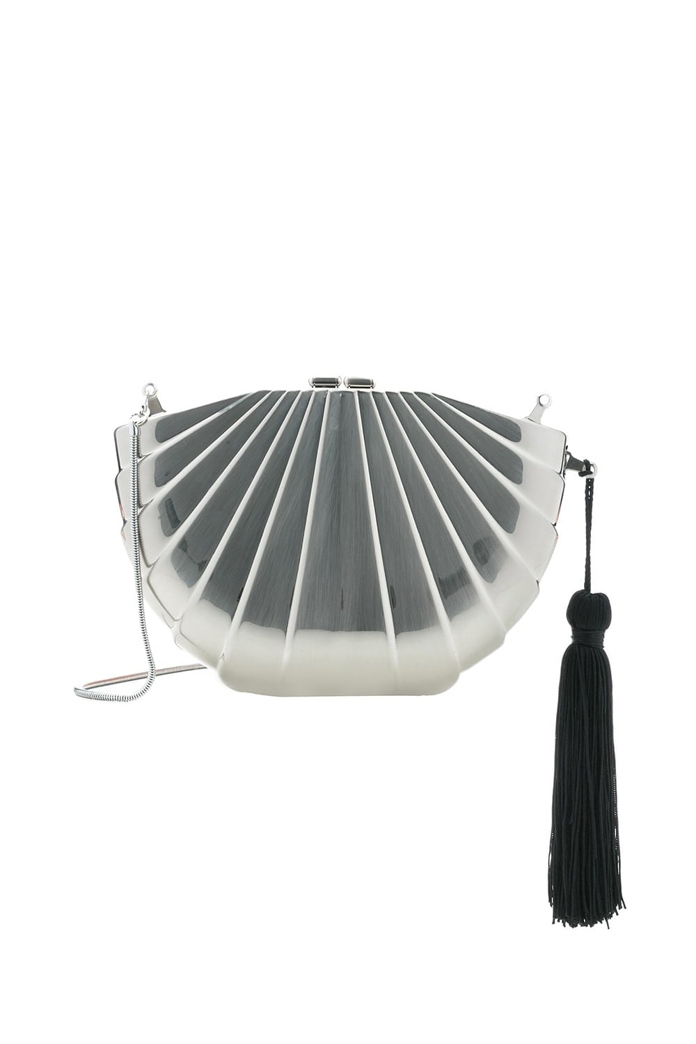 BOLSA CLUTCH METAL CONCHA PRATA