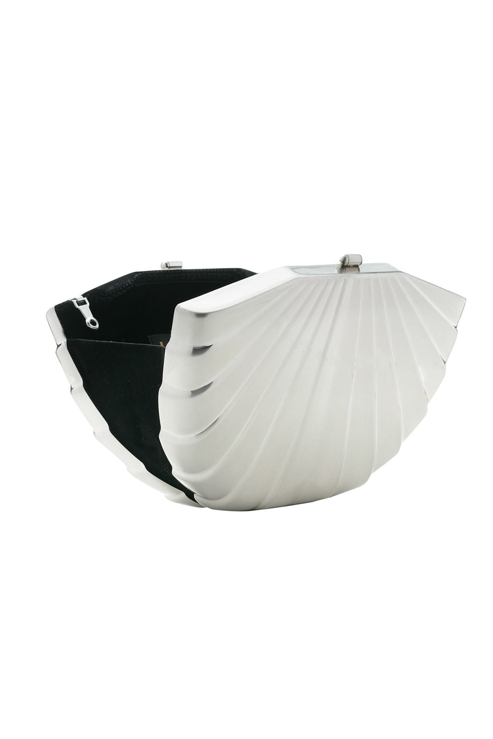 BOLSA CLUTCH METAL CONCHA PRATA