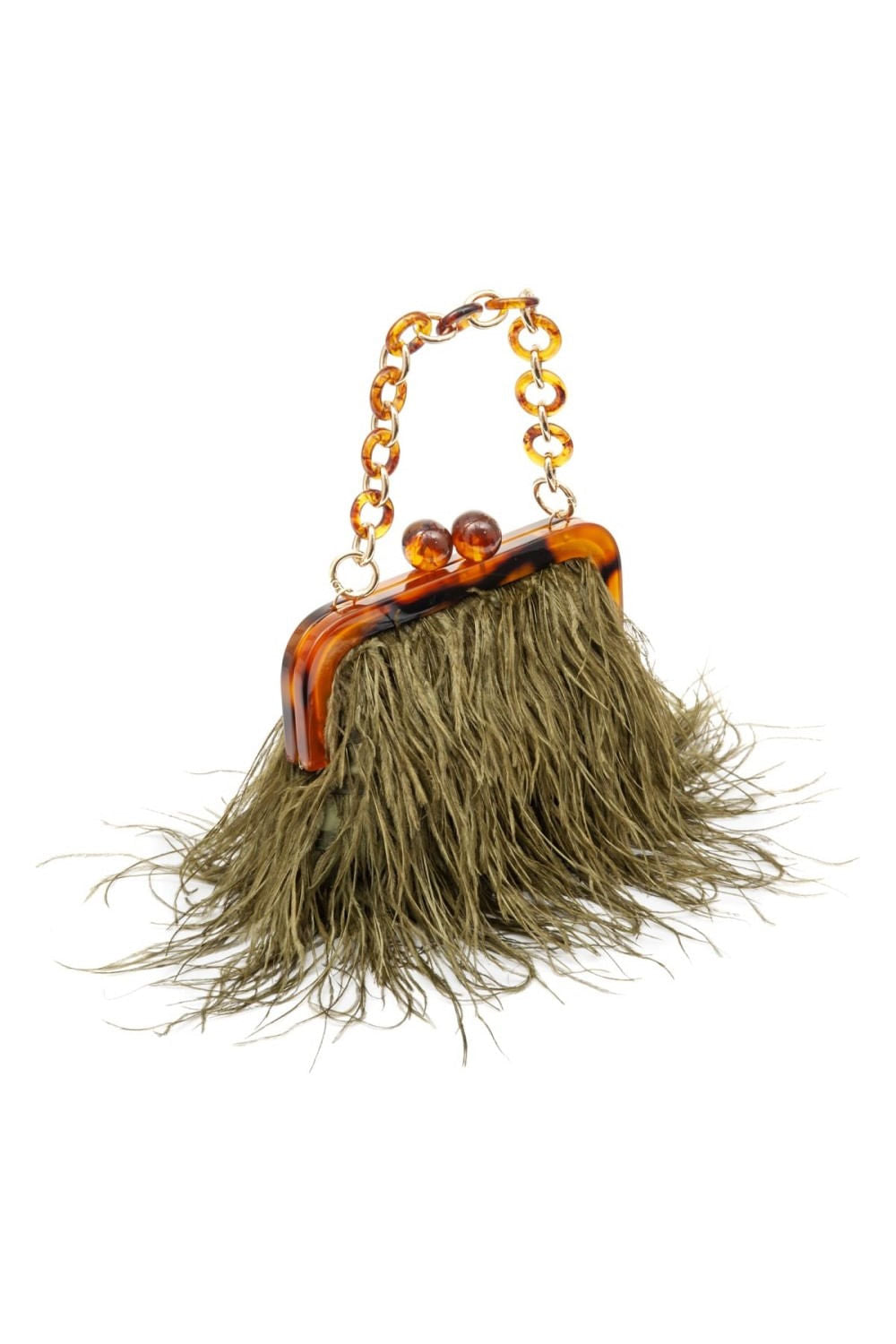 BOLSA MAXI CLUTCH PLUMAS ARMAÇÃO RESINA VERDE