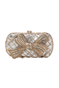 BOLSA CLUTCH MAXI CRISTAIS LAÇO DOURADO
