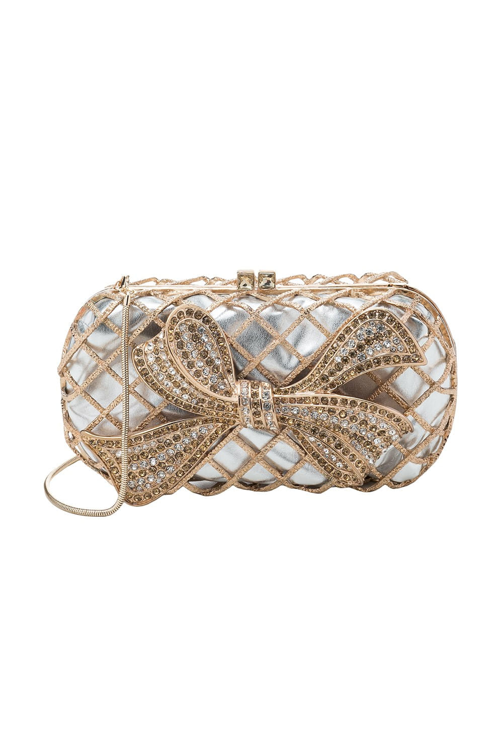 BOLSA CLUTCH MAXI CRISTAIS LAÇO DOURADO