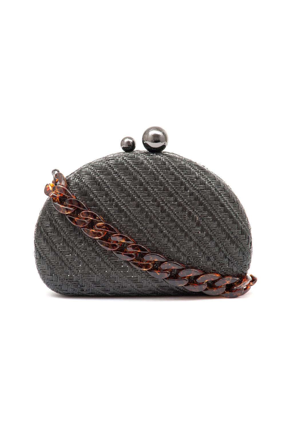 BOLSA CLUTCH ABAULADA ALÇA RESINA PRETO