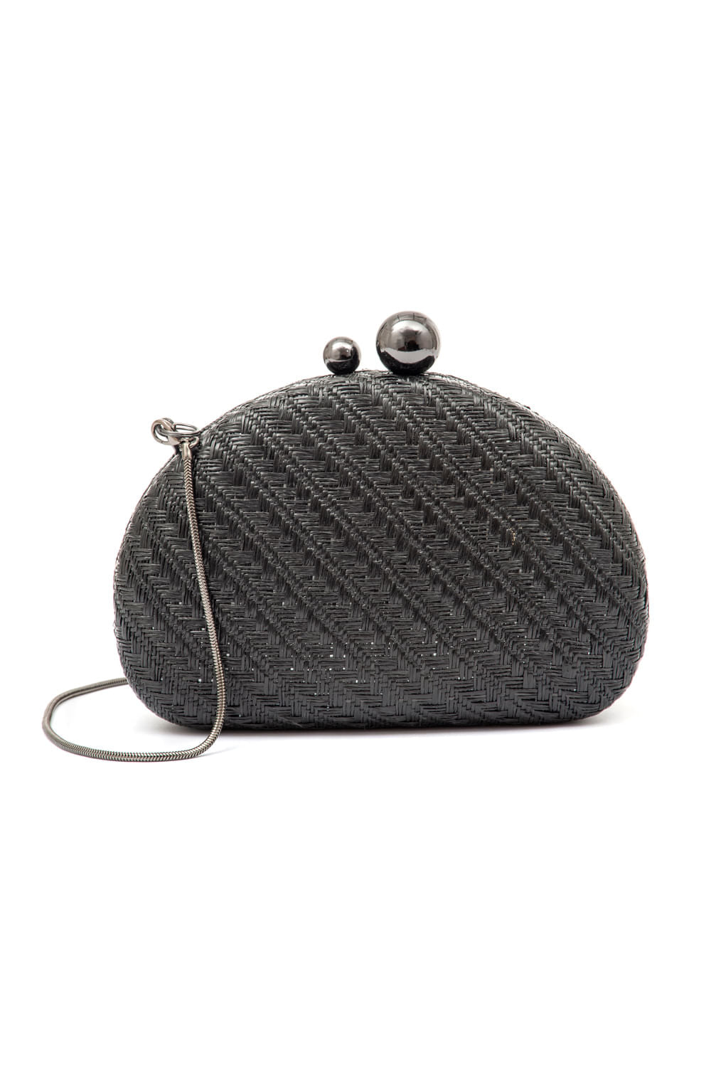 BOLSA CLUTCH ABAULADA ALÇA RESINA PRETO